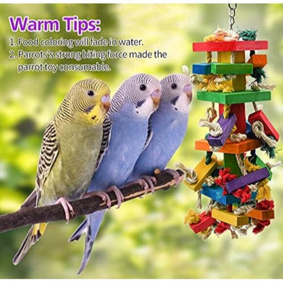 2 Pack Large Parrot Toy, 20in Bird Parrot Toy, Multicolored Natural Wooden Bird - Picture 7 of 7